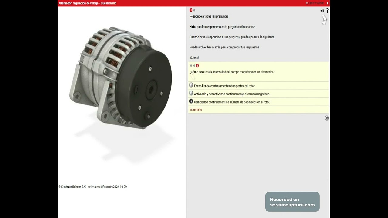 Electude: Alternador: regulación de voltaje - Cuestionario