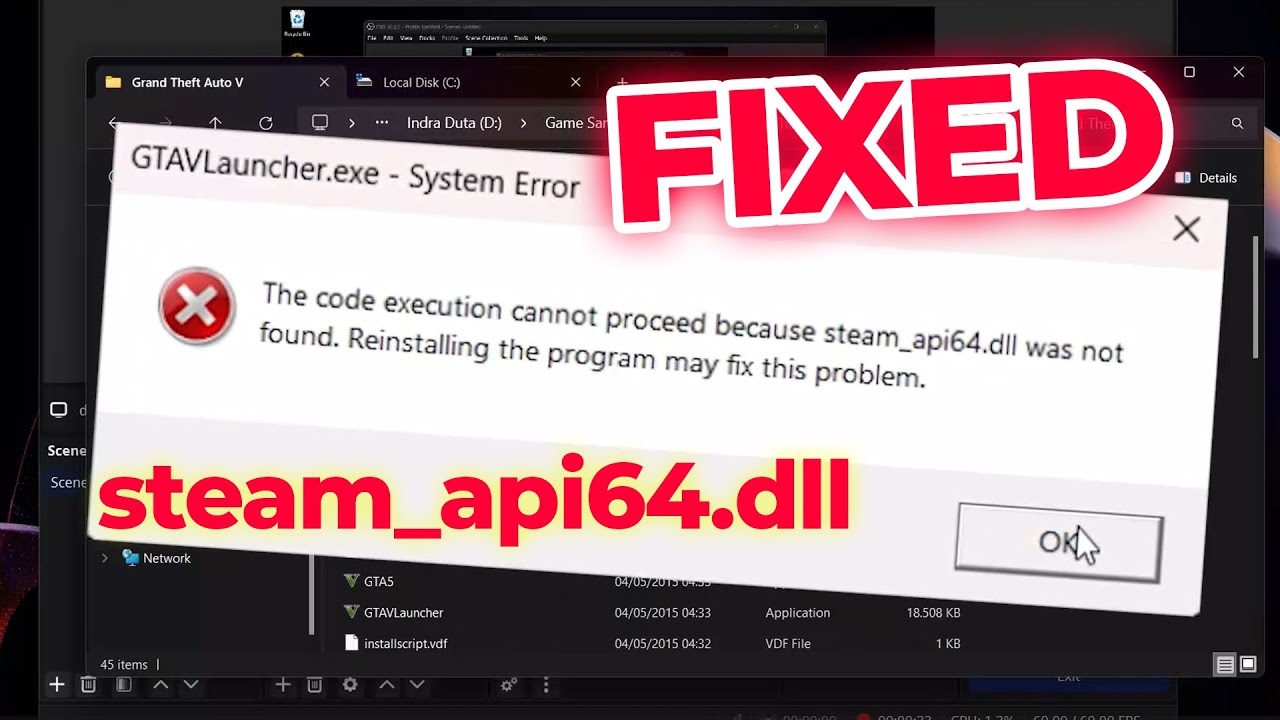 SOLVED 2026! GTA V Steam_api64.dll was not found or XINPUT1_3.dll missing