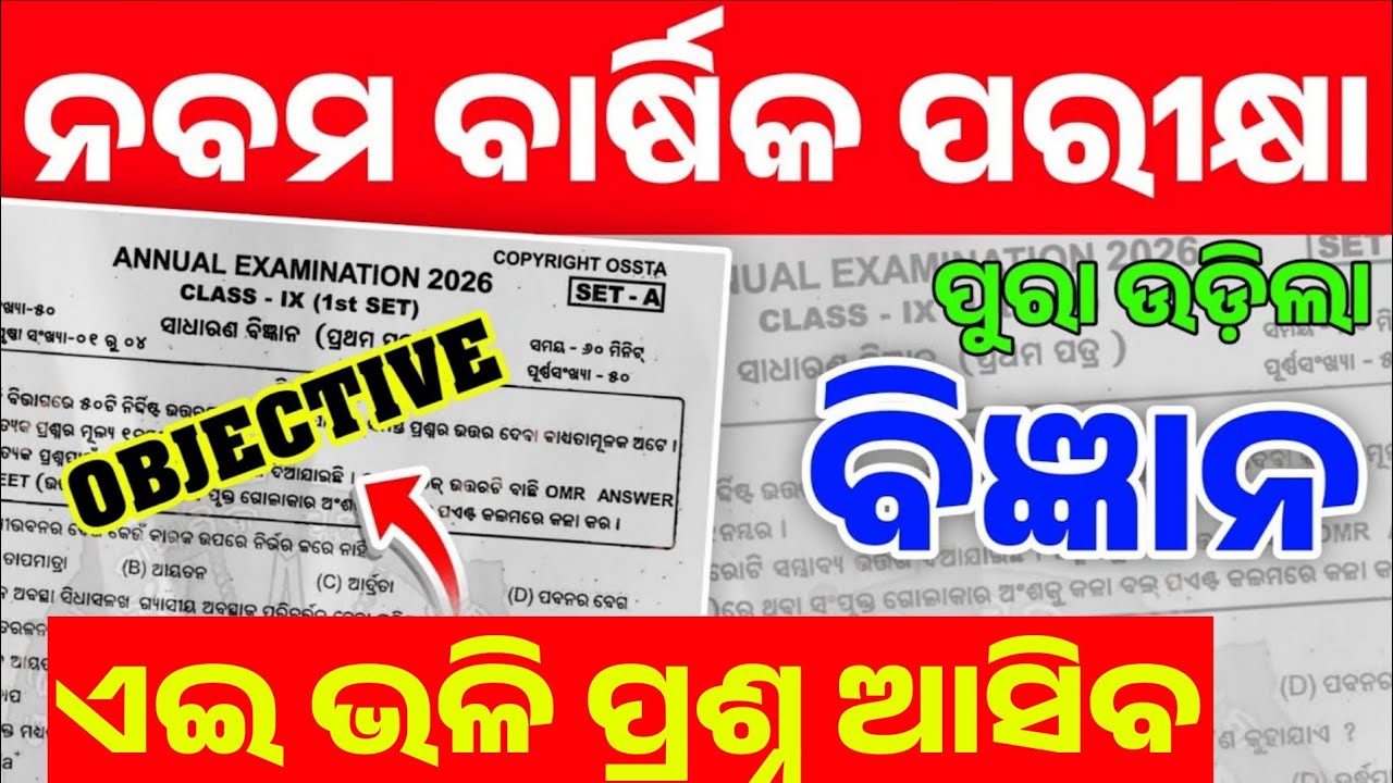 9th Class Annual Exam Science Objective Question Paper | Class 9 Annual Exam 2026 Science Question |