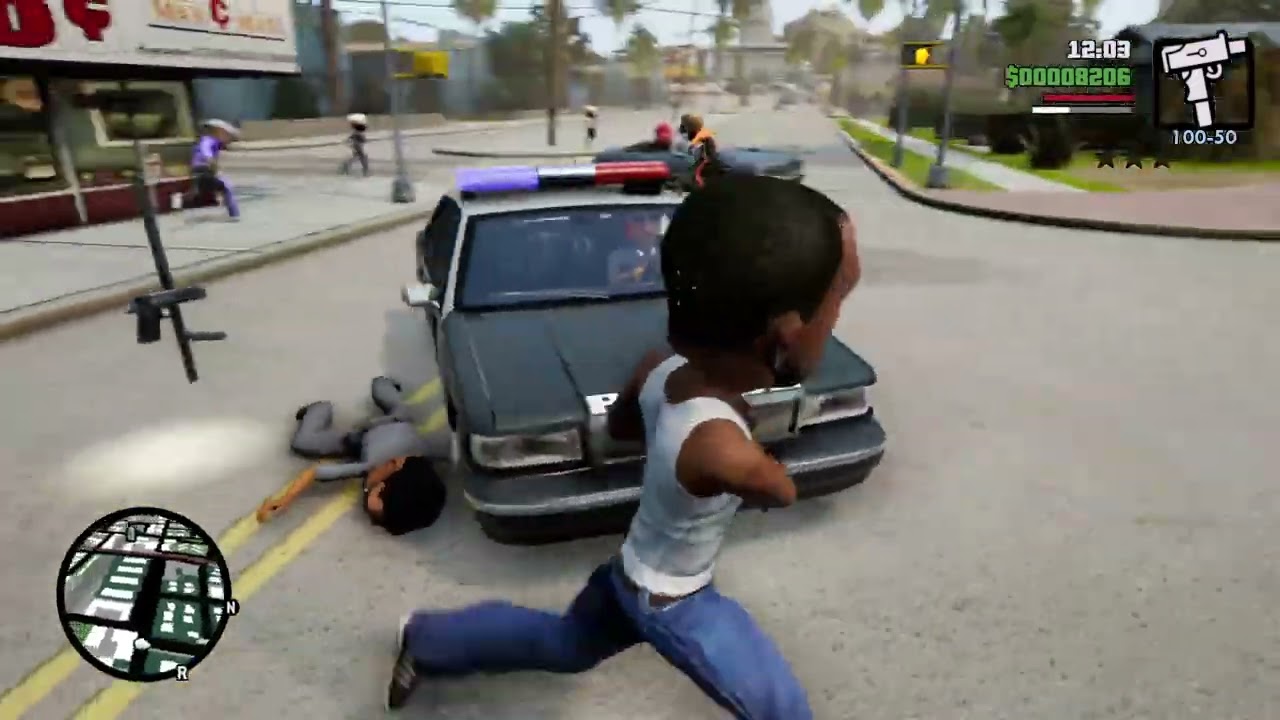 Grand Theft Auto: San Andreas – The Definitive Edition Big head Carl vs 4 star rampage