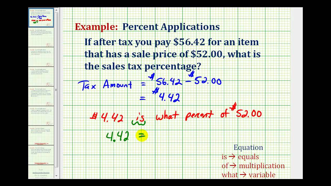 Ex: Find the Sale Tax Percentage