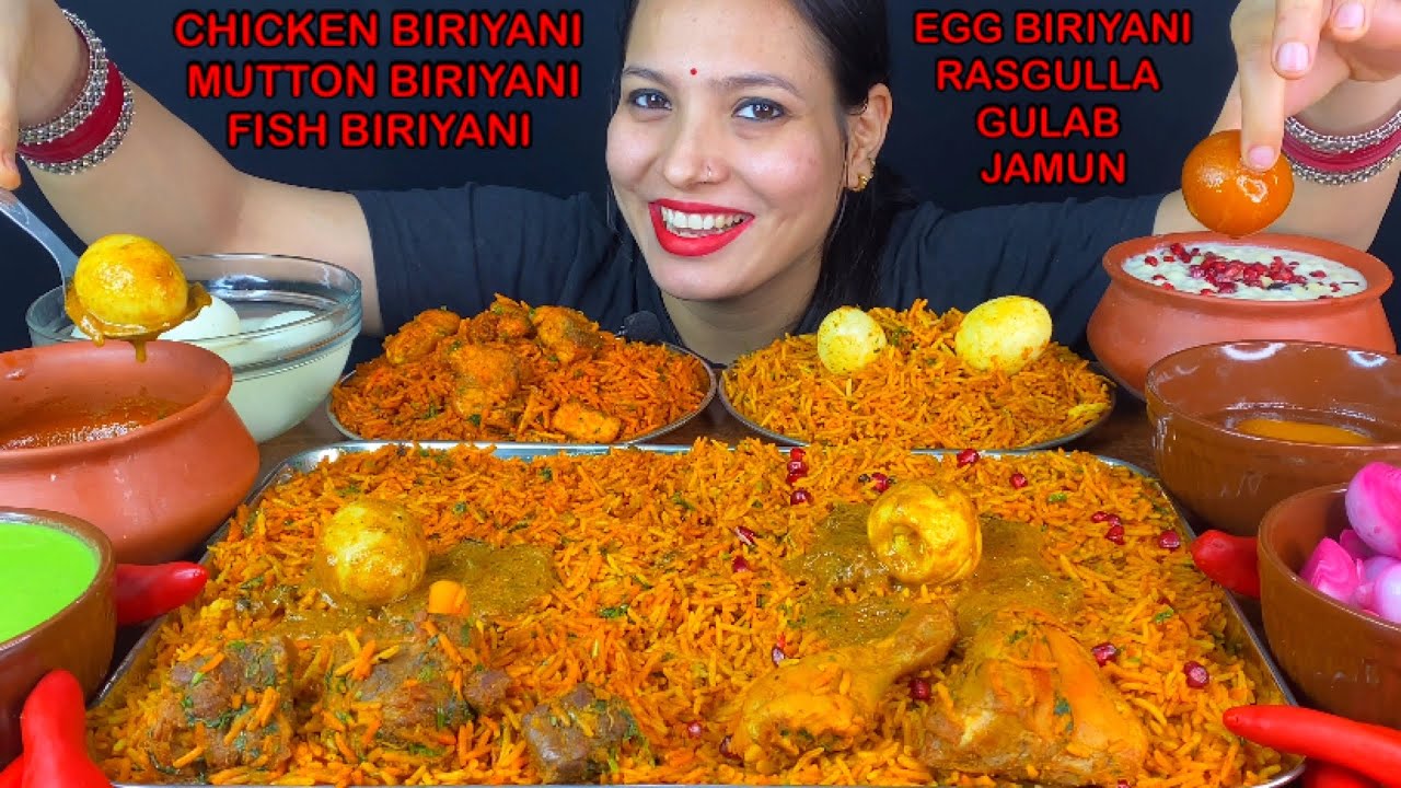 Eating SPiciest🔥 Chicken Biriyani, Fish Biriyani, Mutton Biriyani, Egg Biriyani, Extra🔥 Egg Curry