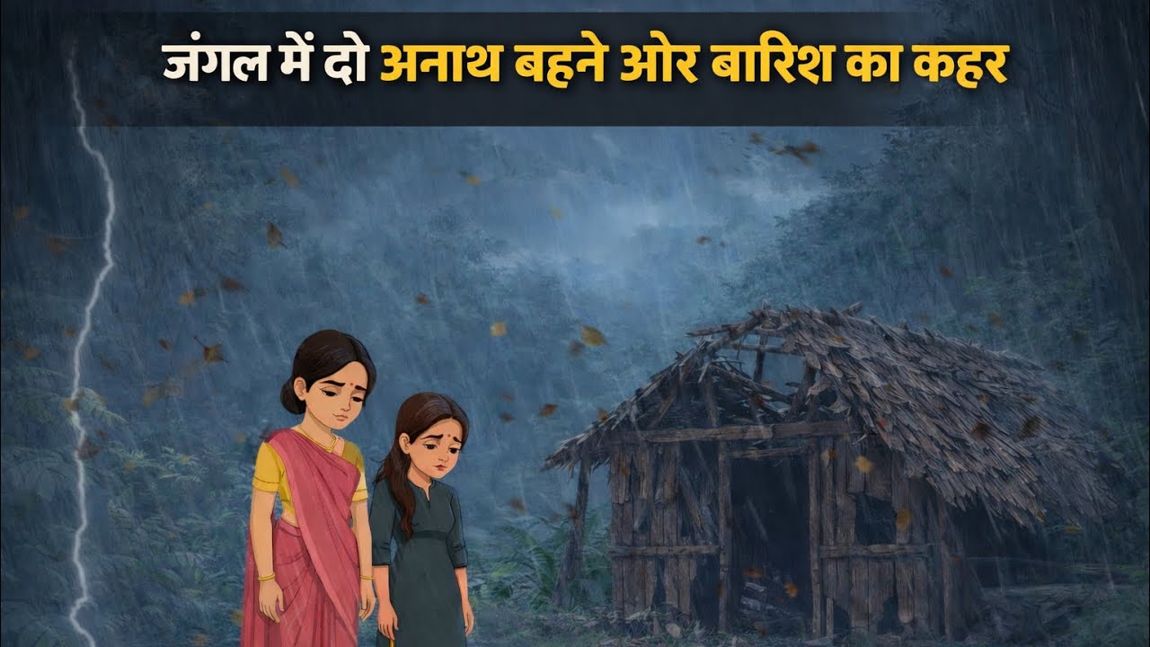 जंगल में दो अनाथ बहने और बारिश का कहर |Hindi cartoon | Moral stories | cartoon story #cartoon