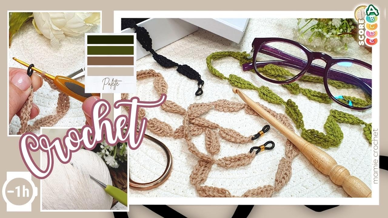 😲 QUELQUES CENTIMES & EN -1 HEURE,  CORDON LUNETTES FEUILLES 𝐀𝐔 𝐂𝐑𝐎𝐂𝐇𝐄𝐓 💕 CADEAU IDEAL @𝐌𝐚𝐦𝐢𝐞𝐂𝐫𝐨𝐜𝐡𝐞𝐭