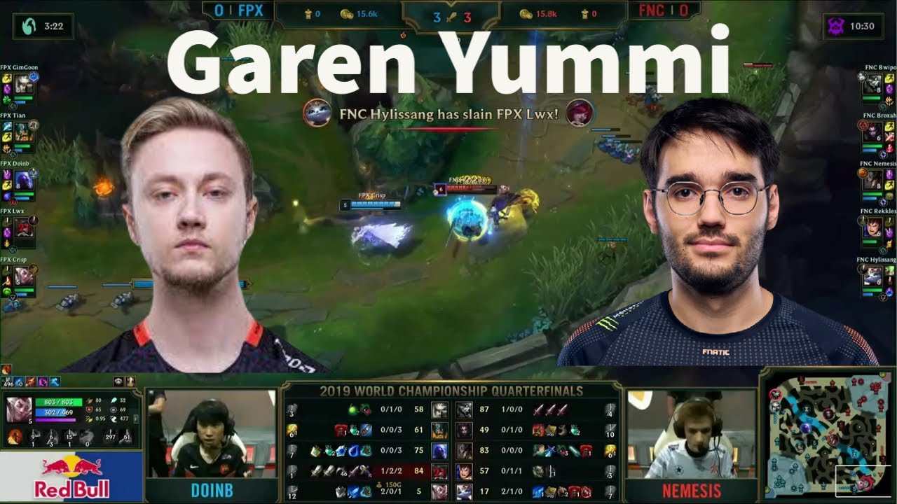 FNC's Iconic Garen Yuumi 2v2 Kills FPX - World Championships 2019