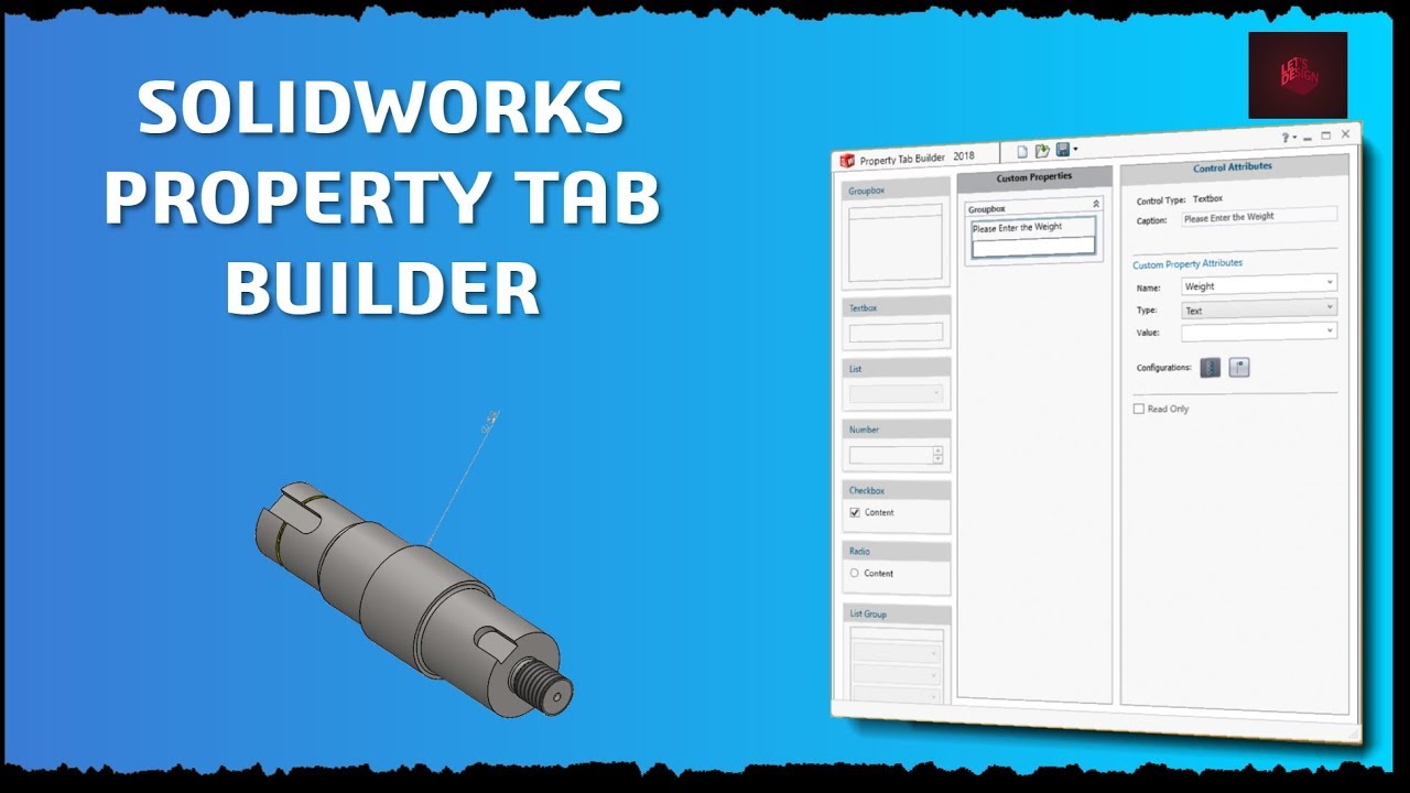 SOLIDWORKS CUSTOM PROPERTY TAB BUILDER