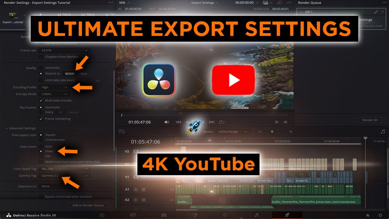The Best EXPORT SETTINGS for YouTube (DaVinci Resolve 20 Tutorial)