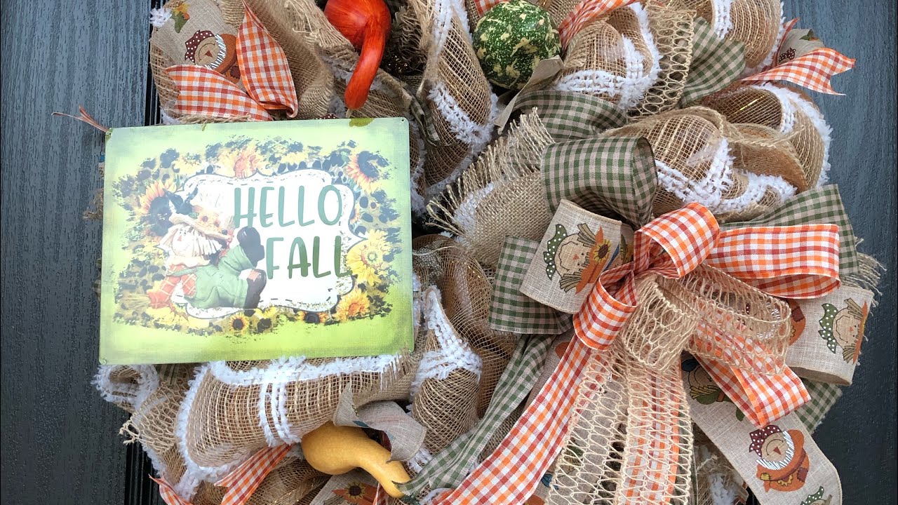 How to make a Double Poof scarecrow wreath