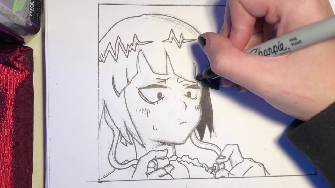 Drawing ASMR 2 (sketching, inking, marker sounds) NO TALKING