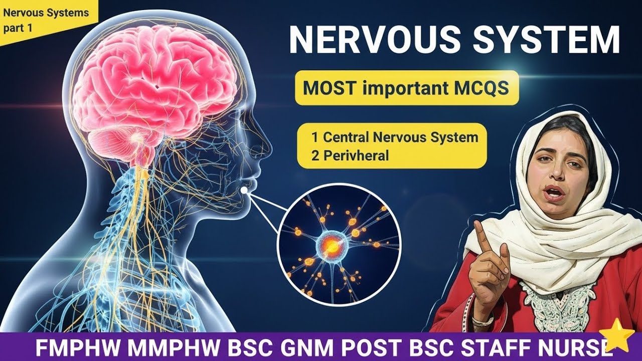 Nervous System Part 1: Most Important MCQs for Staff Nurse, GNM, B.Sc & FMPHW/MMPHW Exams
