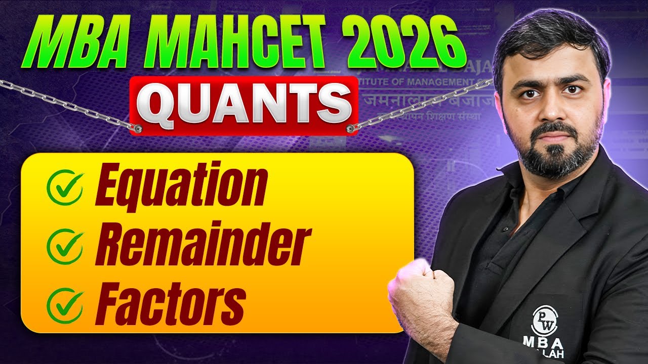 MBA MAHCET Preparation 2026  | Equation , Remainder & Factors | MBA Wallah