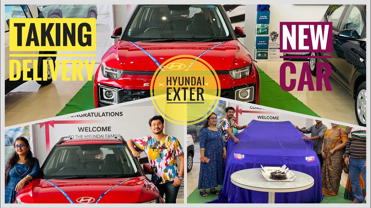 Taking Delivery of Brand new Hyundai Exter! Variant - Fiery Red SX(O) AMT!