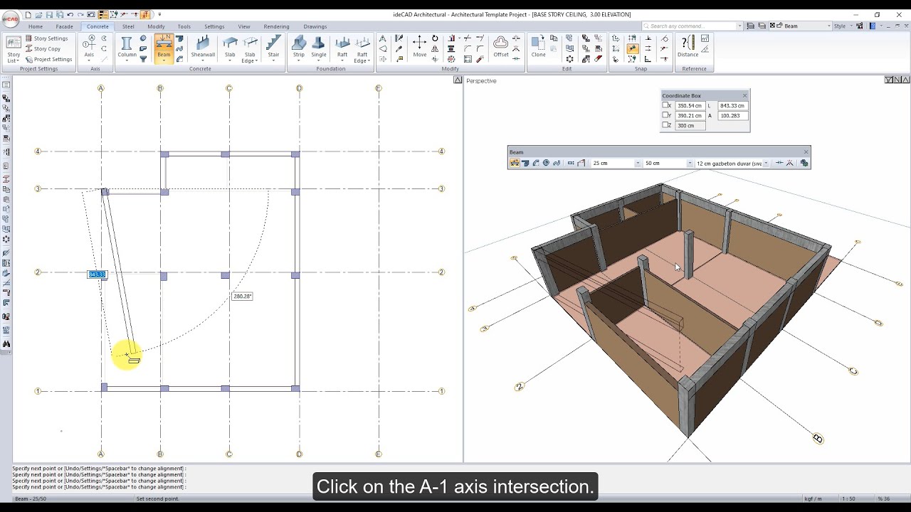 ideCAD Architectural | Structural Concrete Beams | Structural Engineering Software