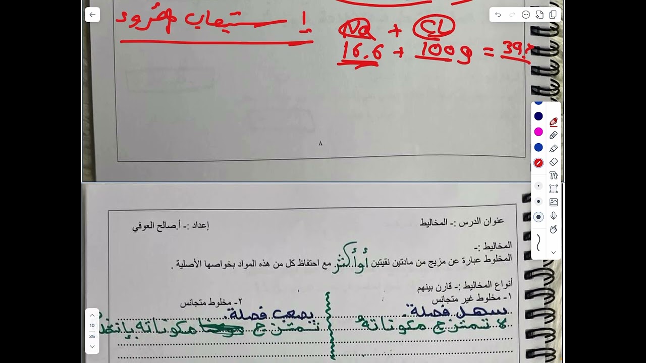 مراجعة الباب الفصل الثاني كيمياء ١ أول ثانوي