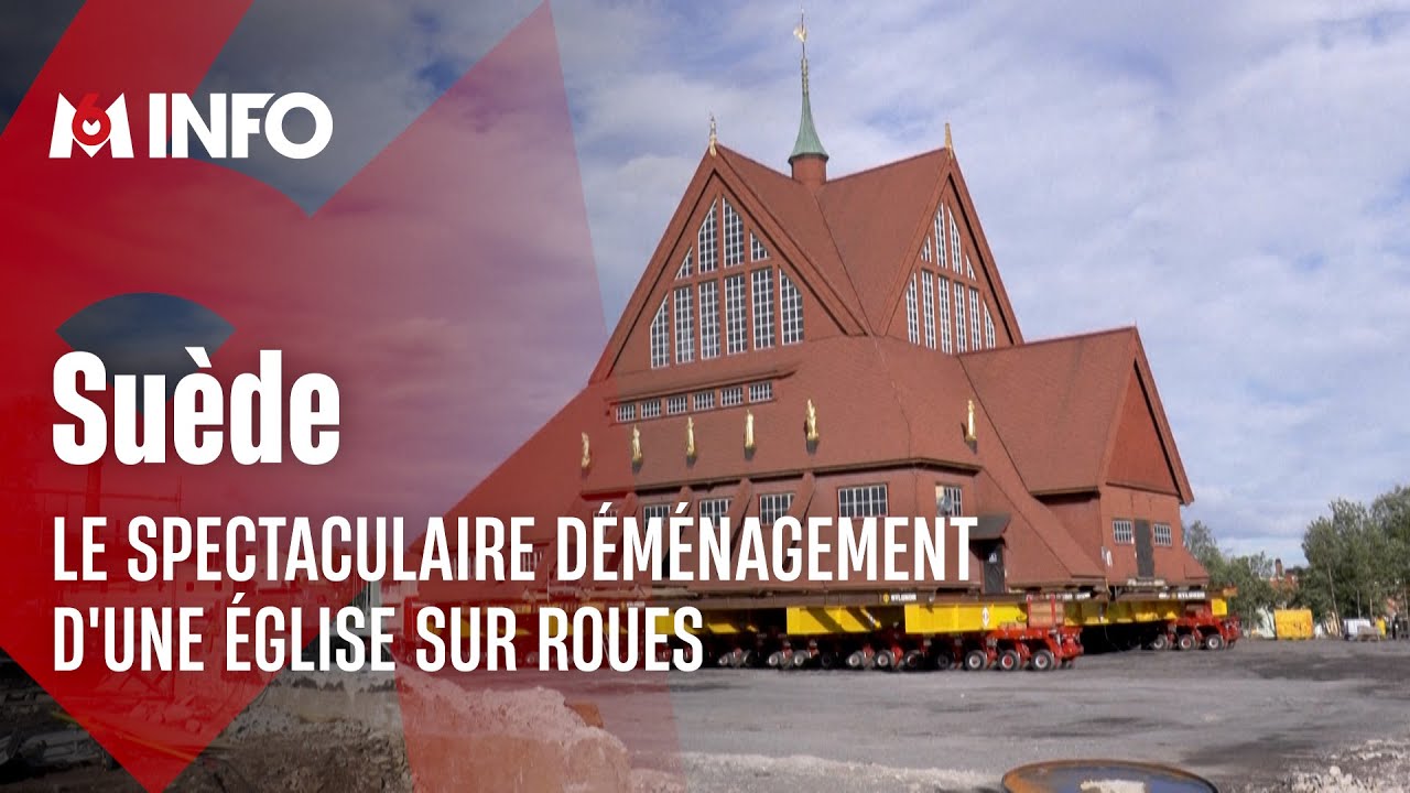 Une église déplacée grâce à des roues en Suède