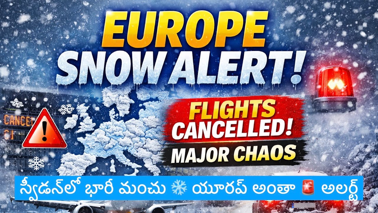 Europe Snow Disaster ❄️ | Sweden & Gothenburg Under Red Alert 🚨| స్వీడన్‌లో భారీ మంచు తుఫాన్ 🚨
