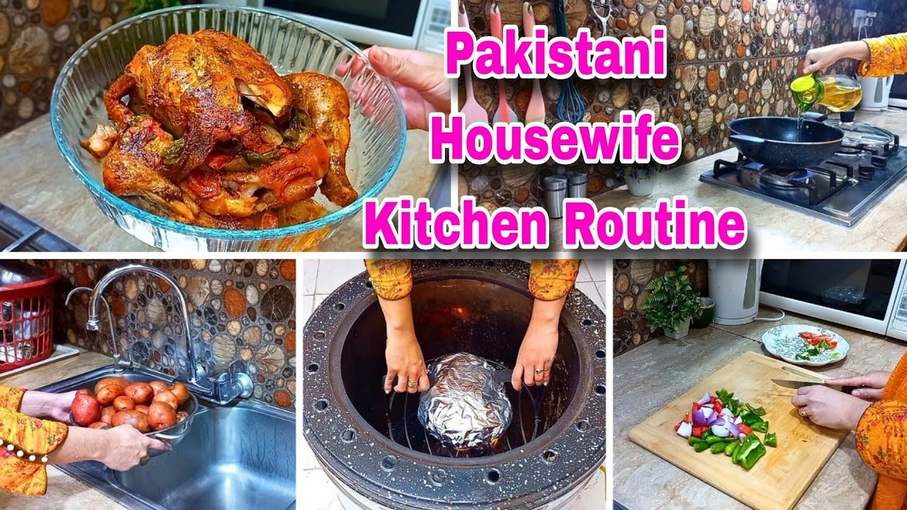 Pakistani Housewife Kitchen Routine | Tandoori Chicken Recipe In Tandoor | Aloo Gobhi Ki Sabji