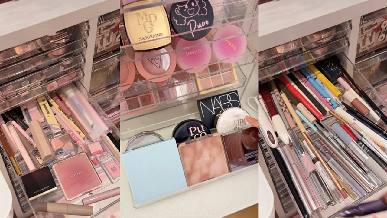 ASMR MAKEUP STOCKING & ORGANIZING VANITY 🎀