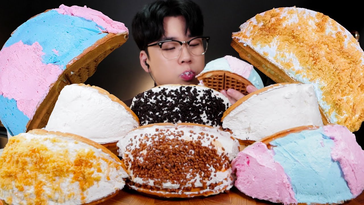 ASMR 내 혈관은 이제 크림이 흐른다 아이캔커피 생크림 폭탄 와플 먹방 리얼사운드Cream waffle MUKBANG REAL SOUND クリームワッフル