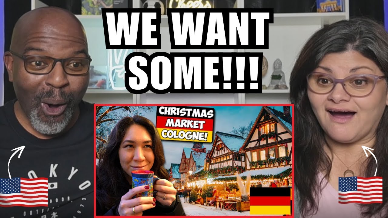 Americans React to Must Try FOOD TOUR at a German Christmas Market - Cologne
