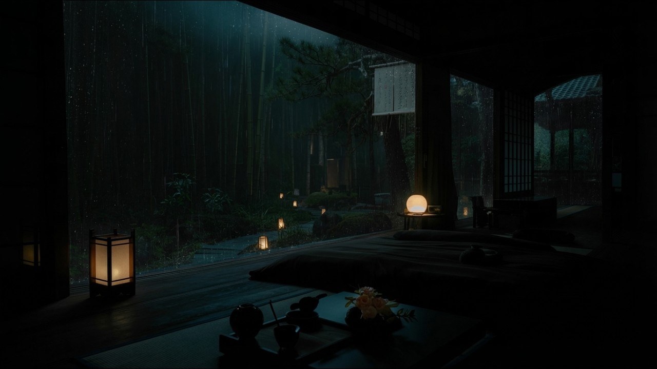 Dark Bedroom Rain Sounds 🌧️ (No Ads) | For Deep Sleep & Relaxation