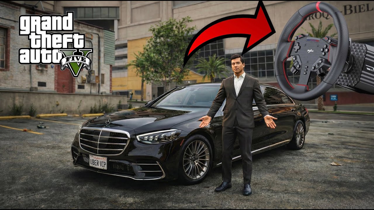 VIP Luxury Uber Mercedes s500 | GTA5 Realistic with Steering Wheel | PXN VD4 Direct Drive |