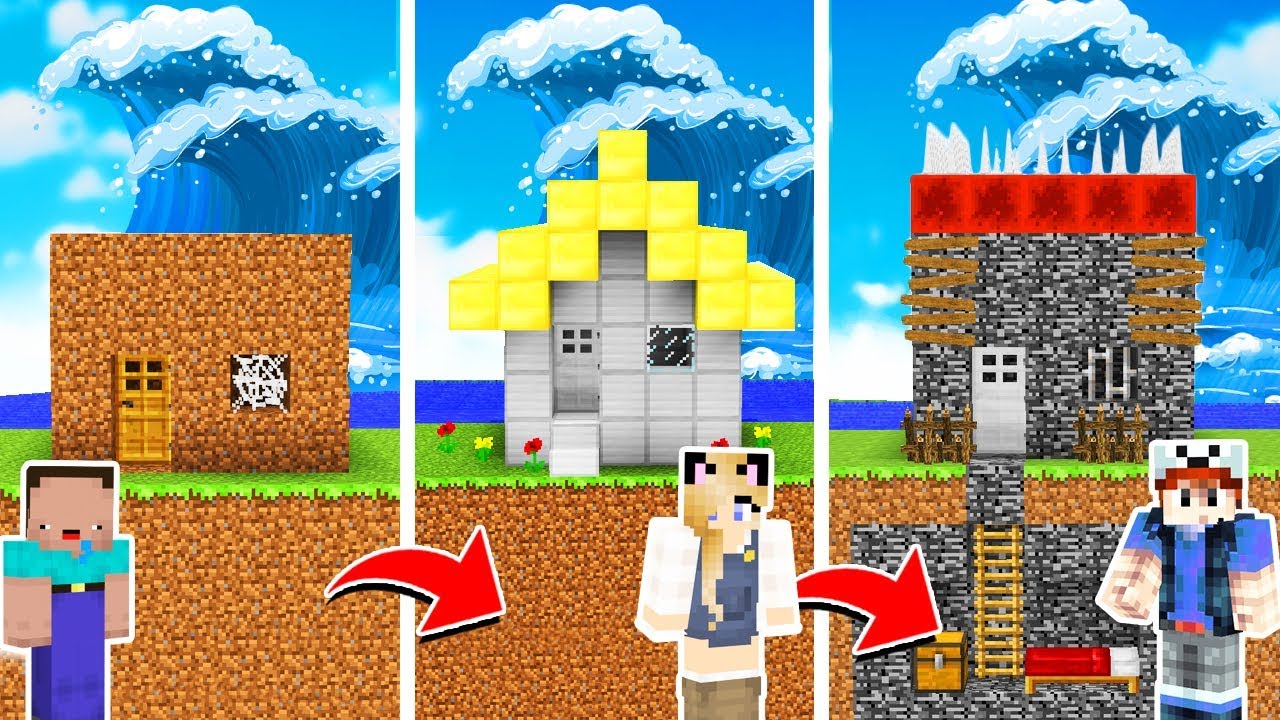 MINECRAFT - BAZA TSUNAMI OD NOOB DO PRO! | Vito vs Bella vs Noob