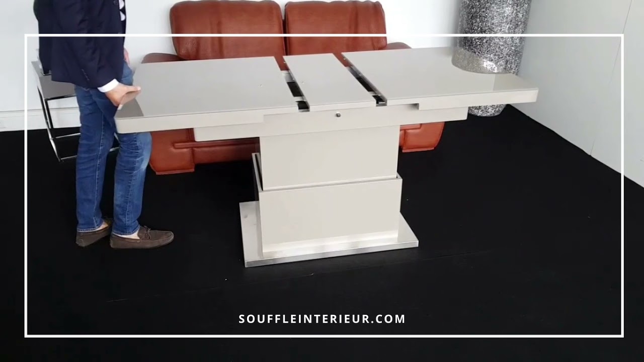 Table basse relevable design en verre taupe transformable - Souffle d'intérieur