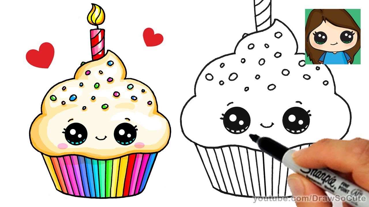 How to Draw a Birthday Cupcake Easy