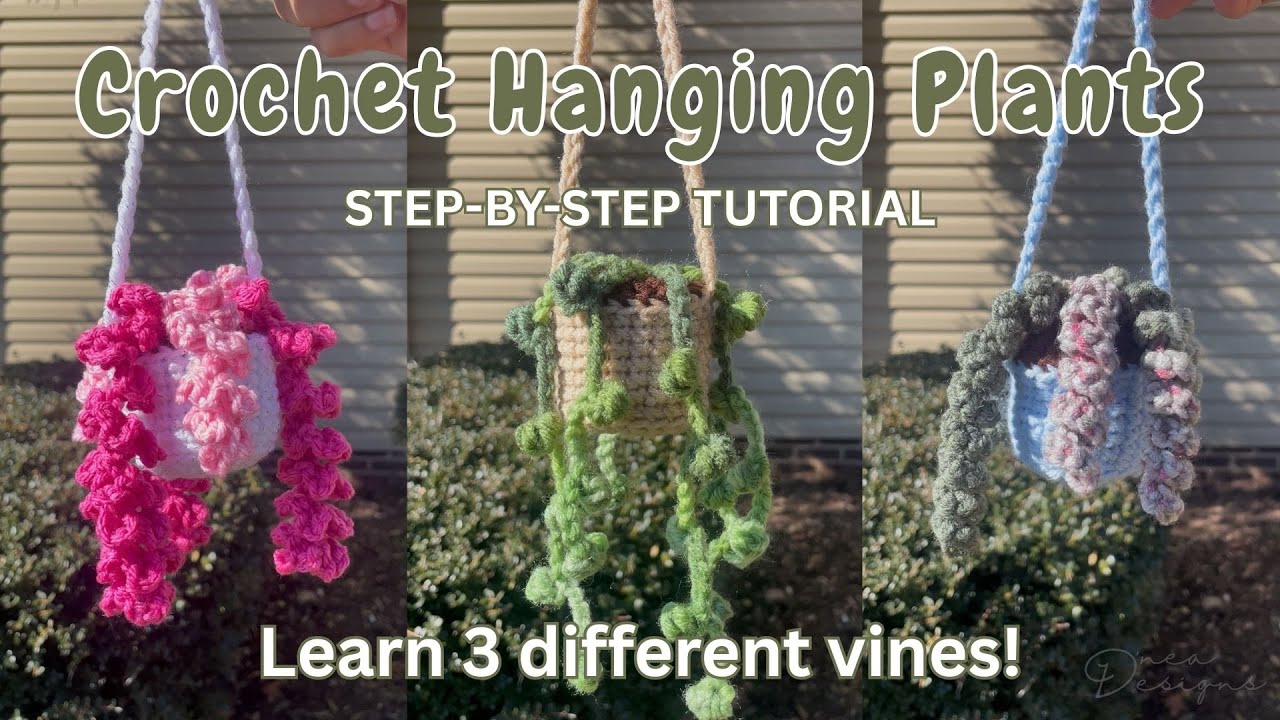 Crochet Hanging Plants Step-by-Step Tutorial | Learn 3 different vines! | DneaDesigns