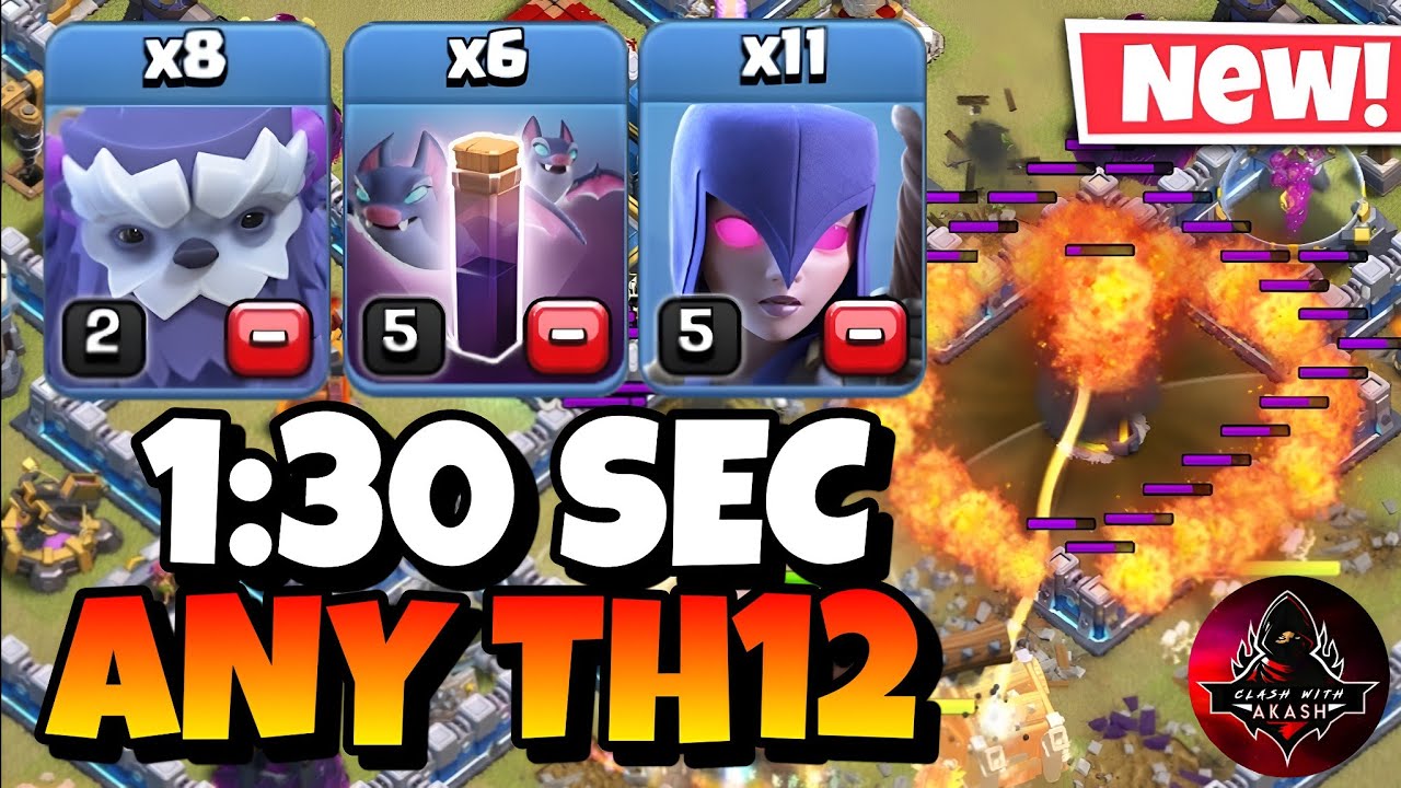 TH12 Yeti Witch Attack With Bat Spell | Best TH12 Attack Strategy in Clash of Clans