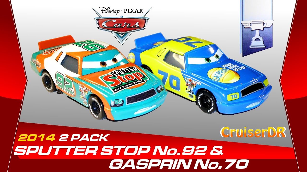 Disney Pixar Cars, 2014 dicast 2 Pack Sputter Stop No.92 und Gasprin No.70 1:55 Scale Mattel
