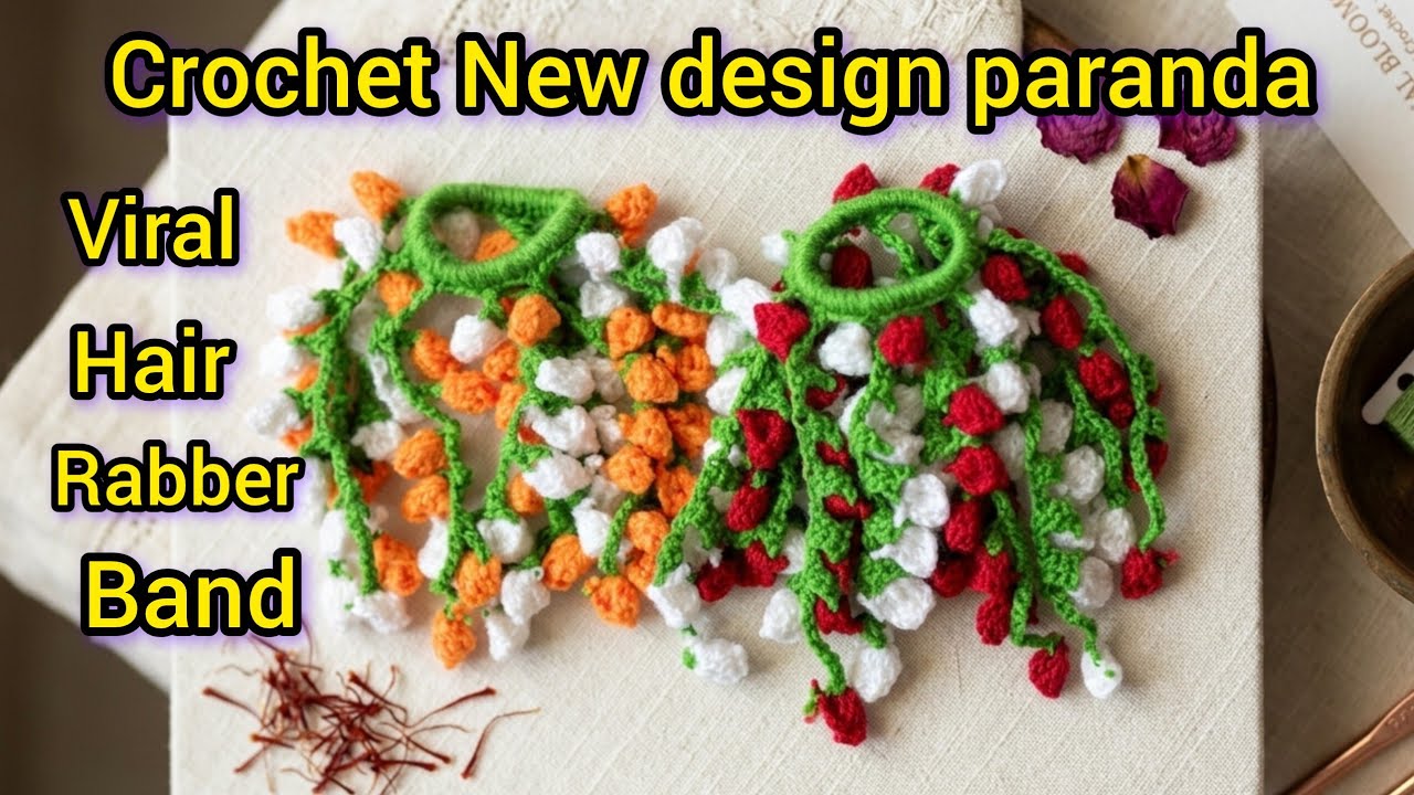 Crichet new design paranda tutorial for beginners, crochet new design hair accessories, viral 