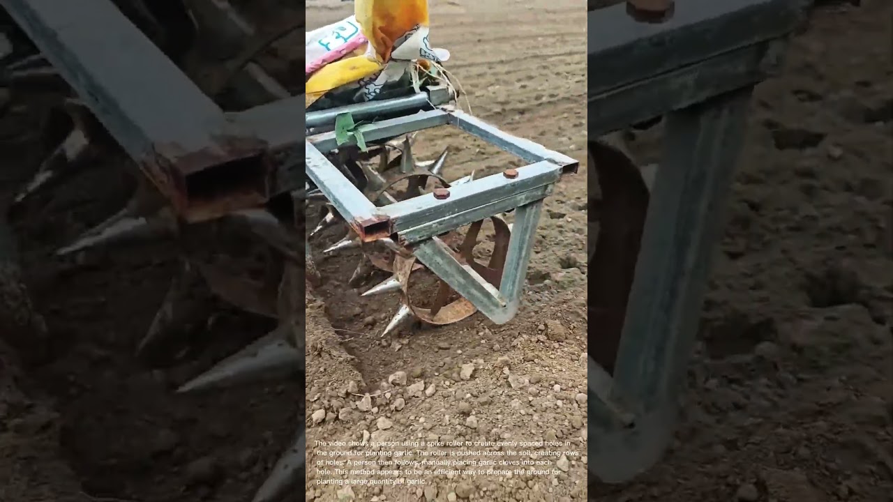 Planting Garlic: Using a Spike Roller for Efficient Hole Making