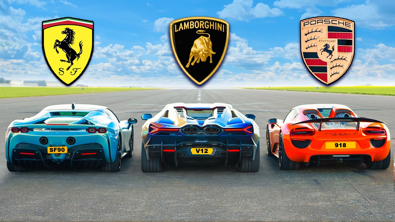 Lamborghini Revuelto vs Ferrari SF90 vs Porsche 918: LE DUEL