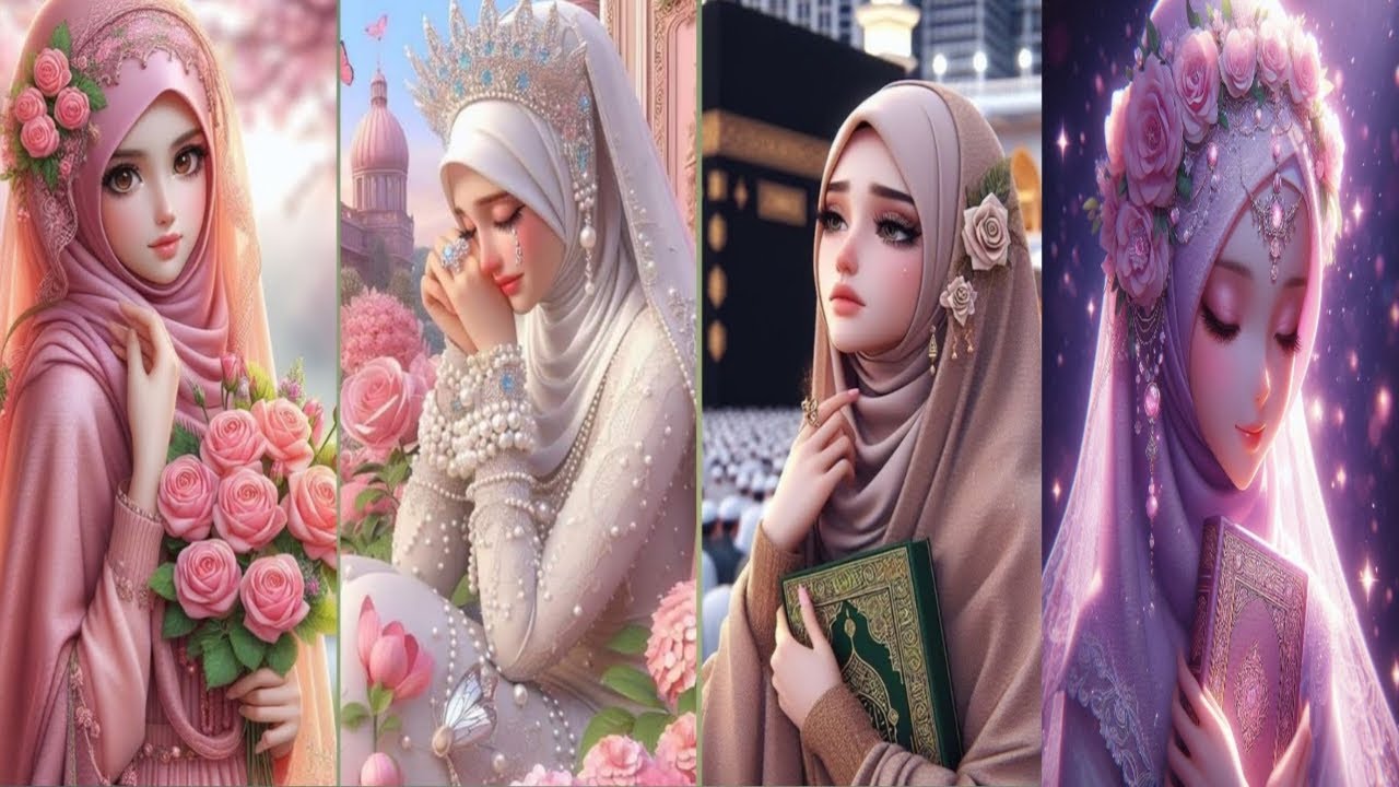Beautiful 😍 cartoon hijab girls dpz । Animated muslim hijab girls dpz ।