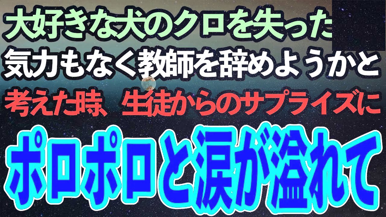 大好きなペットのクロを失った私。同僚には「たかがペットですよね？」と言われ、教師を辞めようかと落ち込んでいたある日。生徒からの思いがけないプレゼントに涙が止まらず