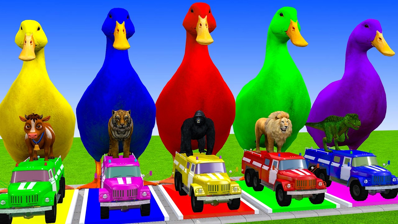 Long Slide Game with Cow Elephant Gorilla Hippopotamus Tiger 3d Animal Game Funny 3d Animals