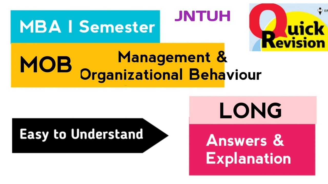 Management Organizational Behaviour Important Long Questions Quick Revision 2025 MBA I 1st Sem JNTUH
