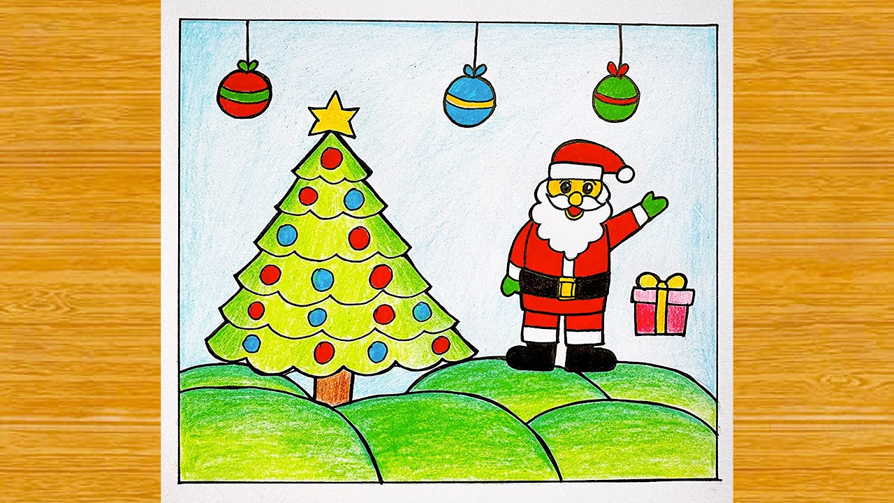 Easy Christmas Drawing for Kids | Santa Claus & Christmas Tree Coloring 🎅🎄