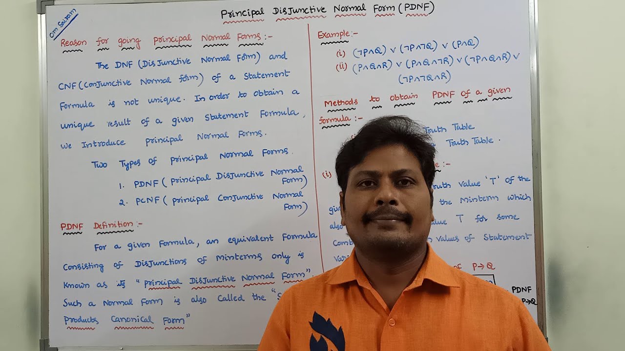 PDNF | NORMAL FORMS | EXAMPLE PROBLEM ON PDNF | PRINCIPAL DISJUNCTIVE NORMAL FORM | DMS | MFCS |