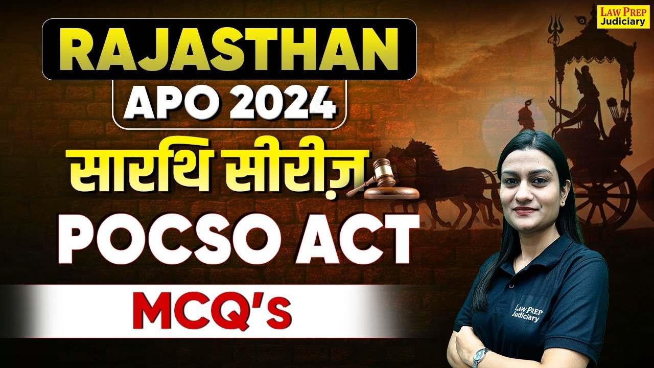 Rajasthan APO 2024 : POCSO Act | Most Important MCQs | POCSO Act for Rajasthan APO