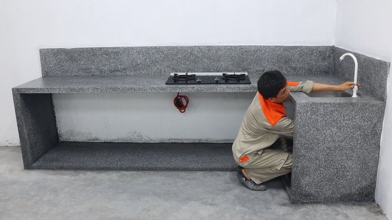 Ideas Building Monolithic Concrete Kitchen Table Combine Natural Stone Modern