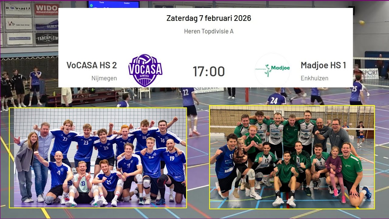 VoCASA H2 - Madjoe H1 (7 feb 2026, 17.00u) Topdivisie Heren Volleybal