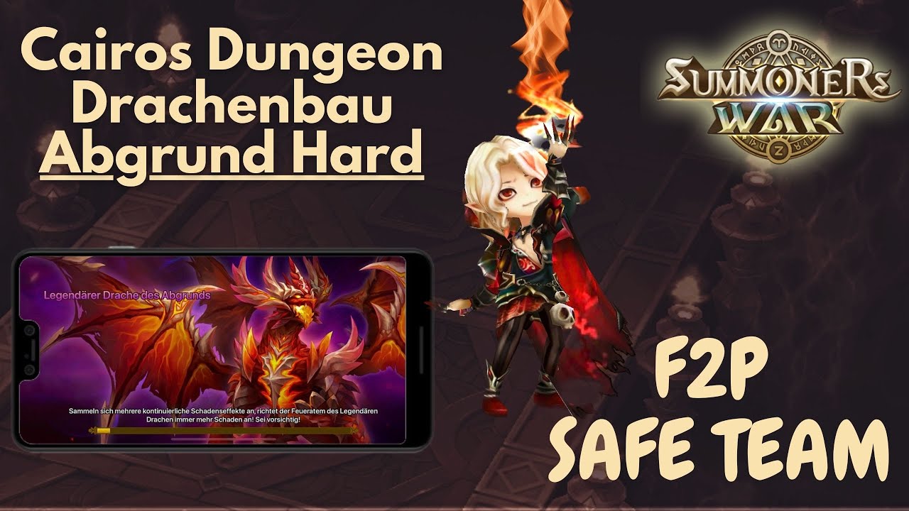 Summoners War - Dragon Abyss Hard F2P Safe Team // Drachenbau Abgrund Hard