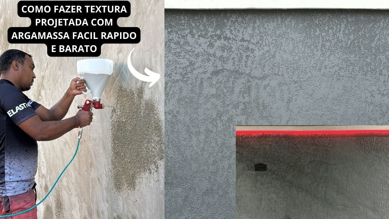 Você Não Acreditará como e Fácil  fazer TEXTURA PROJETADA COM ARGAMASSA