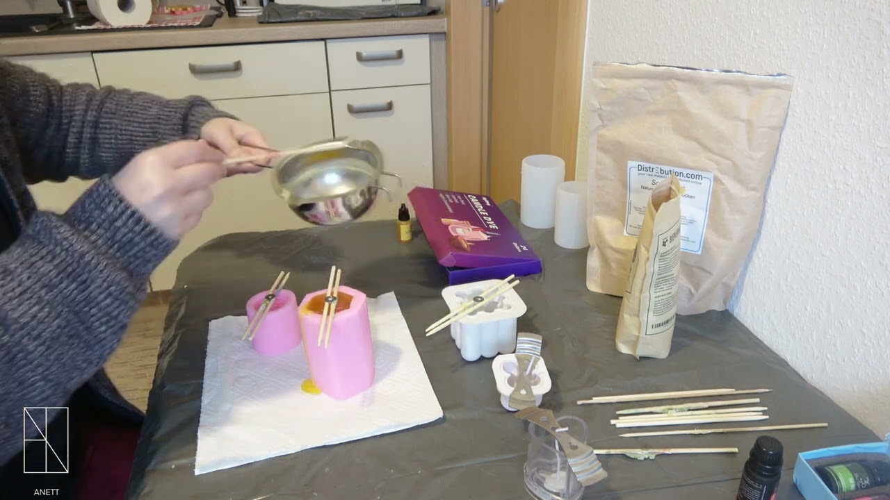 Kerzen gießen mit Sojawachs und Bienenwachs