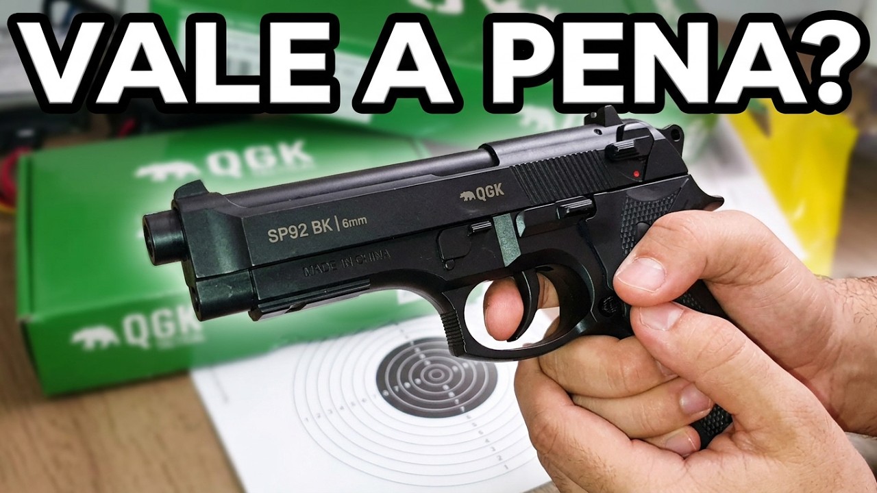 UNBOXING Pistola De Airsoft Spring Sp92 BK 6mm Qgk + Alvo A MAIS BARATA DO MERCADO LIVRE