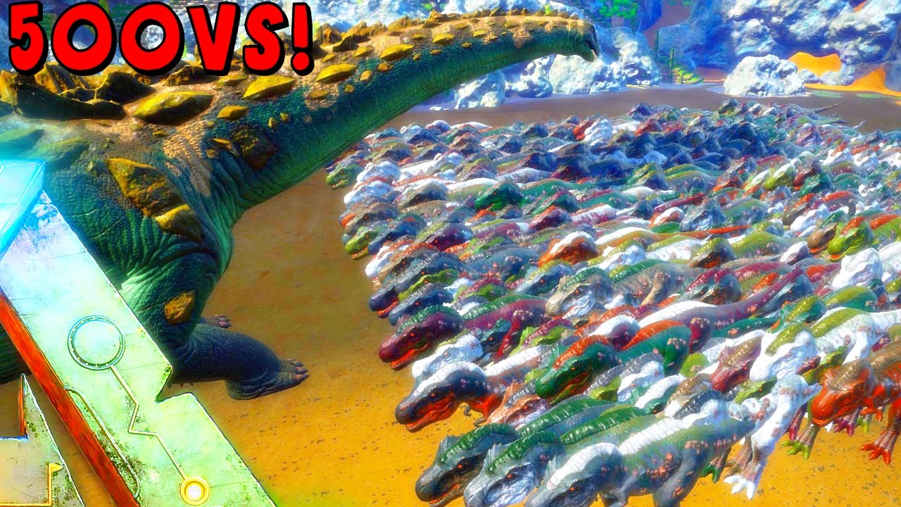ARK - 500 T REX VS TITANOSAUR, ALPHA REX VS TITANOSAUR ( ARK Survival Evolved Battle Gameplay )