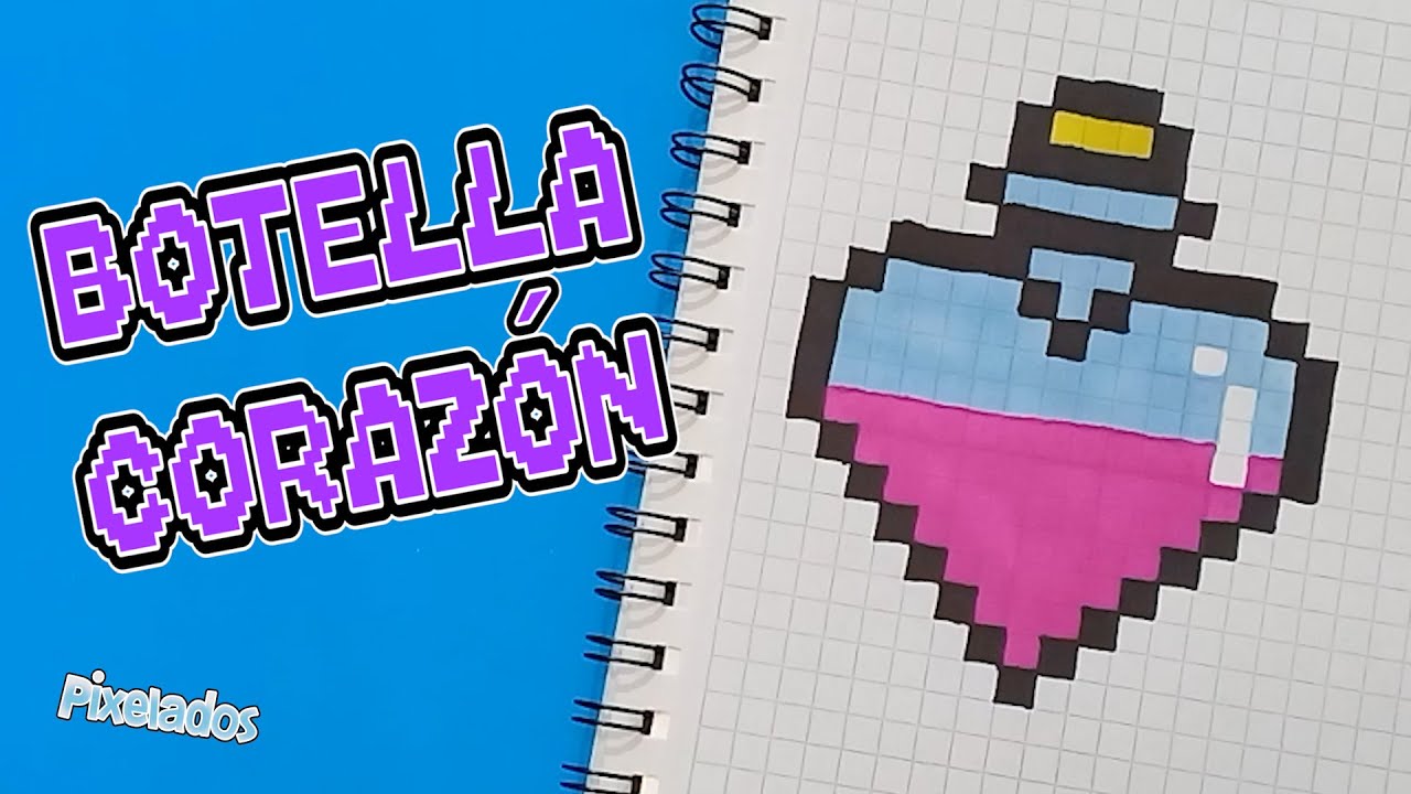 COMO DIBUJAR UNA BOTELLA DE CORAZON PIXEL ART - PIXELADOS